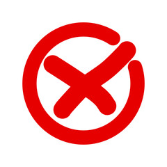 Cross, wrong, and prohibited icons. Cross with a red circle.