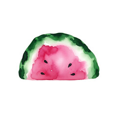 Watercolor Clipart of Watermelon Slice, Isolated on White Background, High Quality, Artistic Design