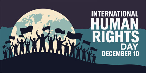 A powerful illustration of global solidarity, depicting people uniting for universal human rights, justice, and fundamental freedoms across borders