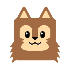 Cute box-shaped Wolf illustration