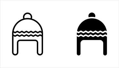 Winter hat icon set, linear winter beanie hat icons, vector illustration on white background