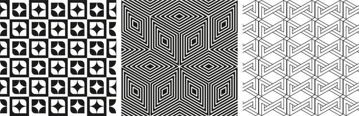 Collection Shapes Pattern Pack Minimalist Abstract Pattern Set outline diamond, infinite symbol, diamond stars