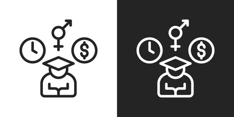 Personality Icon In Black And White Line Style