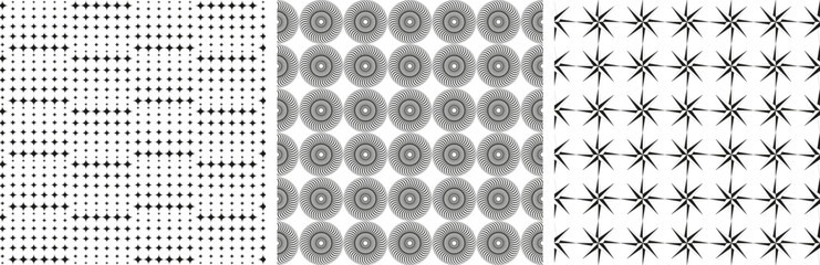 Collection Shapes Pattern Pack Minimalist Abstract Pattern Set stars, compass, and unique circle