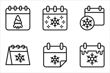 Winter calendar icon set, use for website mobile app presentation, vector illustration on white background