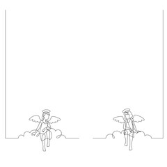 Angel. Continuous line art drawing vector illustration.