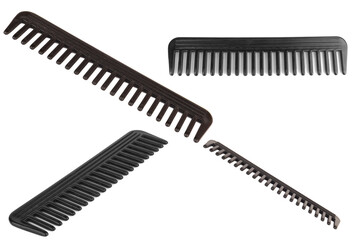 Black hair comb on white background