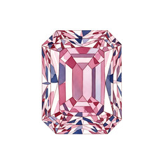 Radiant Pink Emerald Cut Diamond Clipart, Isolated on White Background, High-Quality Illustration