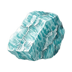 Watercolor Clipart of Raw Amazonite Stone Isolated on White Background, High-Quality Illustration
