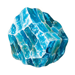 Watercolor Painting Clipart of Iolite Gemstone, Isolated on White Background, High Quality Illustration