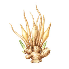 Botanical Illustration, Cardamom Pods, Isolated on White Background, Watercolor Art, High Quality, Single Object