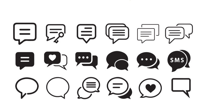 Vector Chat and Speech Bubble Icon Set. Vector Illustration