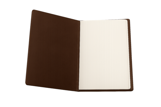 Open Restaurant Menu Mockup, Realistic Paper Texture, Hardcover Design, Transparent Background, 4K Mockup