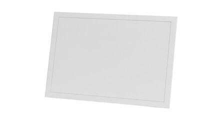 Blank white rectangular card with thin grey border and subtle shadow isolated on a transparent background