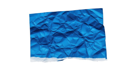 Blue crumpled paper with torn white edge isolated on a transparent background blue paper wrinkled paper