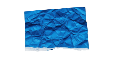 Blue crumpled paper with torn white edge isolated on a transparent background blue paper wrinkled paper