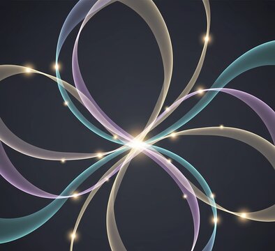 Poster composed of flowing lightstreams intertwining like dancing ribbons