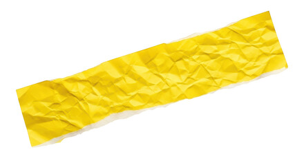 Bright yellow crumpled paper strip with torn edges isolated on a transparent background image 1