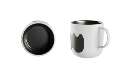 White ceramic mug with abstract pattern isolated on a transparent background image