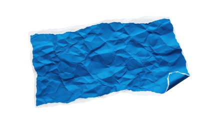 Crinkled blue paper with torn white edges isolated on a transparent background torn paper crumpled paper