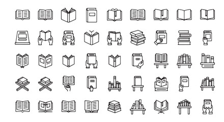 Set of book icons outline vector illustration perfect for library or education design