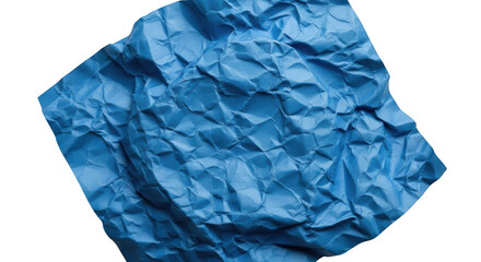 Crumpled blue paper texture with sharp folds and shadows isolated on a transparent background crumpled paper
