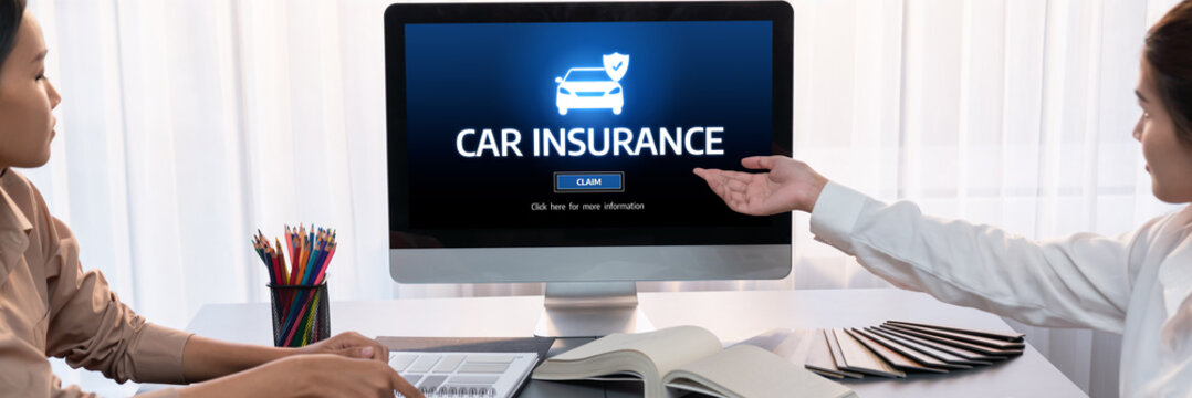car insurance online website on computer screen for insure your car damage brisk