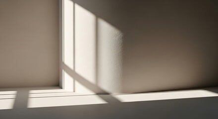 Obraz premium Sunlight Filtering Through Window Casting Shadows on Empty Interior Space