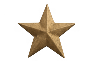 Golden star award representing success, quality, achievement, excellence, and premium performance on transparent background