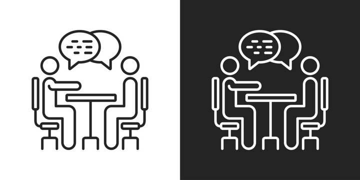 Mentoring Icon In Black And White Line Style