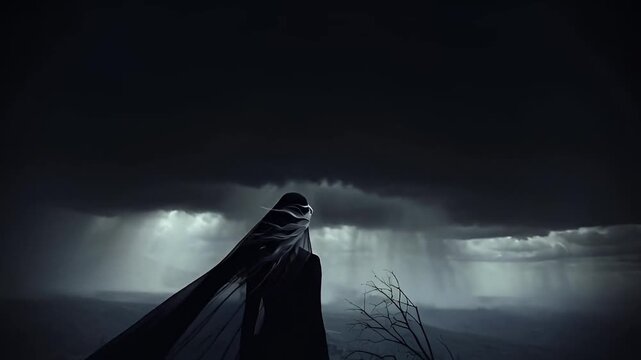 Fiery goddess face. Dark fantasy genre. Creepy witch girl face. Mystic female in other hellish world.	