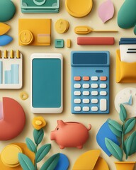 Creative Business and Finance Concepts with Flat Lay Design
