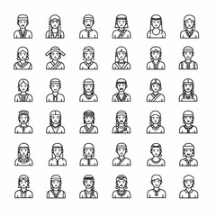 Diverse multicultural people portraits set displaying various traditional clothing and hairstyles, ethnic diversity characters