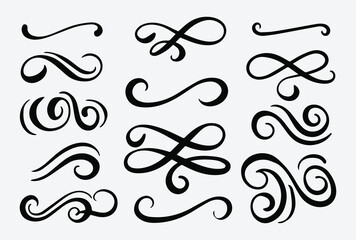 Hand Drawn Flourish Elements Set