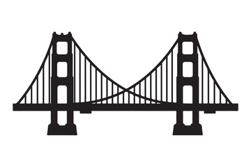 Fototapeta premium Golden Gate Bridge Silhouette Vector, Golden Gate Bridge, San Francisco, USA