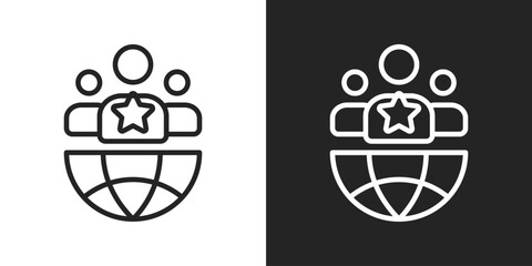 leadership Icon In Black And White Line Style