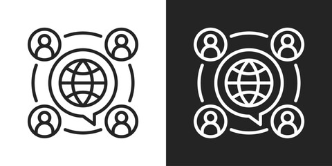 forum Icon In Black And White Line Style