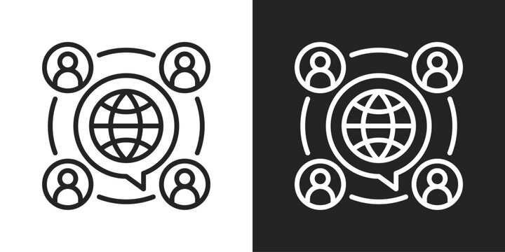forum Icon In Black And White Line Style