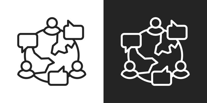 global communication Icon In Black And White Line Style