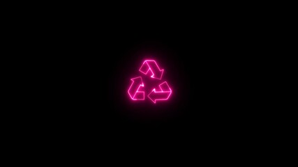 Neon glowing recycle arrow symbolizing sustainability animation, eco awareness, waste reduction, and environmental responsibility. - Powered by Adobe