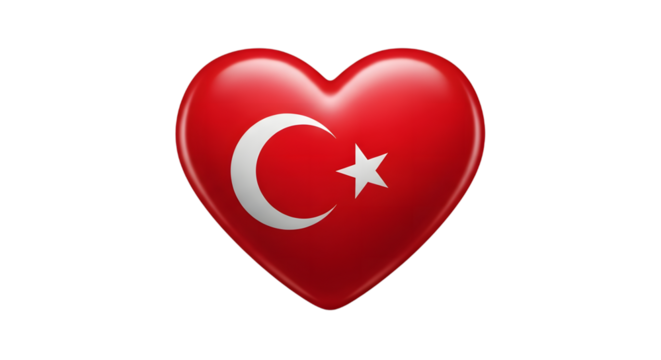 Turkish heart symbol representing love and national pride with flag.