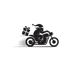 Flying Santa Motorcycle Silhouette | Fast Christmas Gift Delivery | 2025 Vector Art
