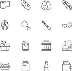  food and grocery items icon set vector