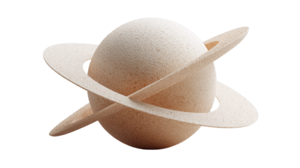 Saturn-like planet with rings isolated on transparent background