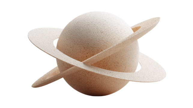 Saturn-like planet with rings isolated on transparent background - Powered by Adobe