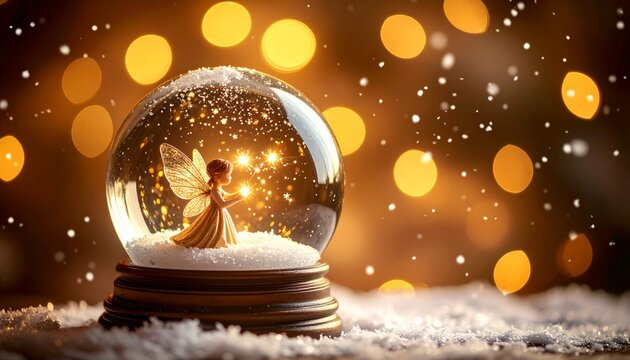 Snow Globe with Tiny Fairy Sprinkling Stars