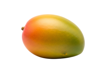 A vibrant ripe mango with a gradient of colors isolated on transparent background