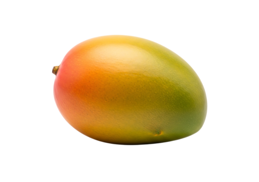 A vibrant ripe mango with a gradient of colors isolated on transparent background