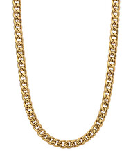 Gold curb chain necklace jewelry isolated on transparent background