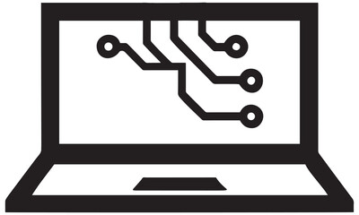 Laptop Circuit Icon – Artificial Intelligence and Digital Technology Symbol